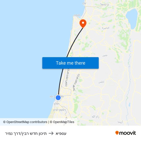 תיכון חדש רבין/דרך נמיר to עספיא map