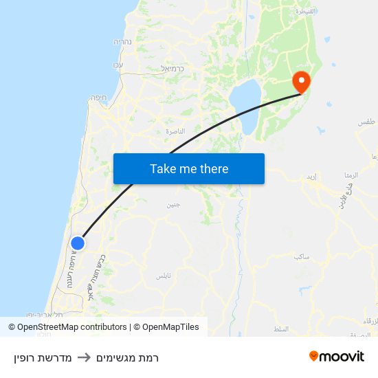 מדרשת רופין to רמת מגשימים map