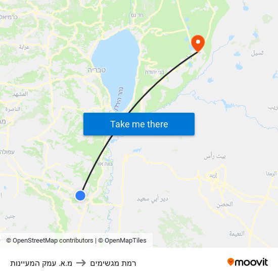 מ.א. עמק המעיינות to רמת מגשימים map