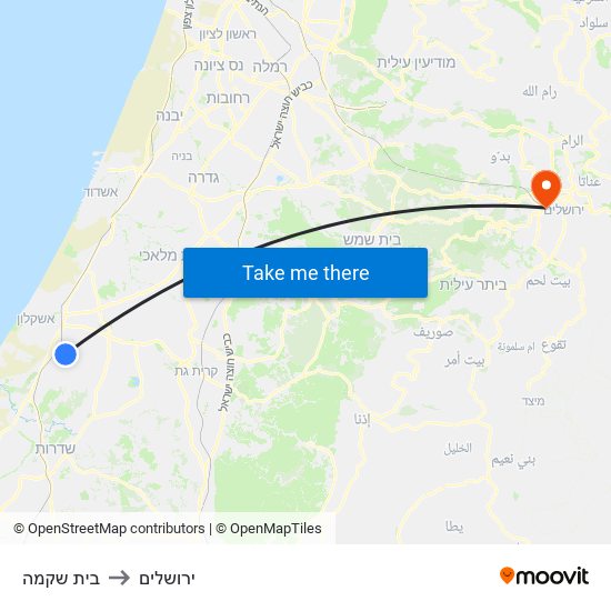 בית שקמה to ירושלים map