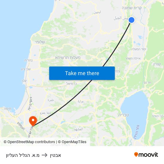 מ.א. הגליל העליון to אבטין map