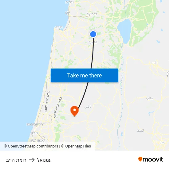 רומת הייב to עמנואל map