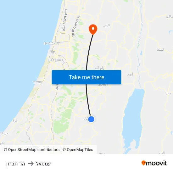 הר חברון to עמנואל map