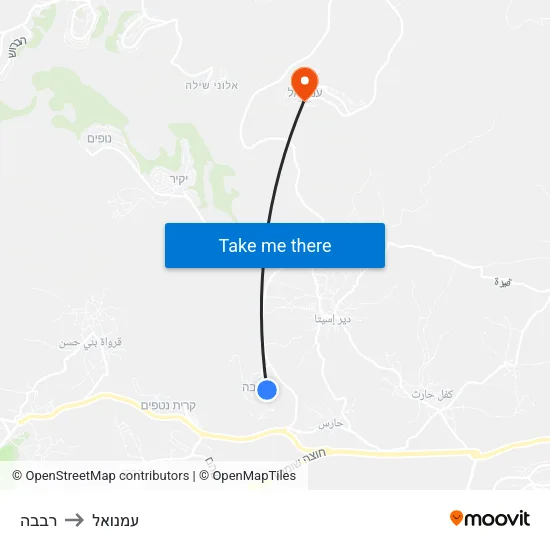 רבבה to עמנואל map