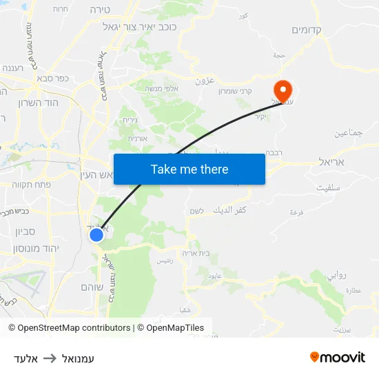 אלעד to עמנואל map