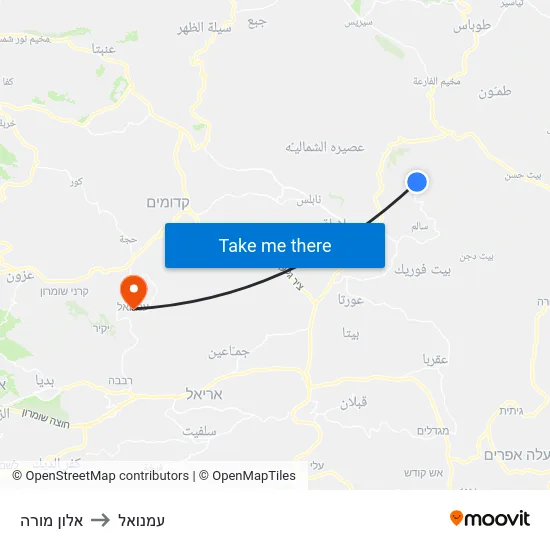 אלון מורה to עמנואל map