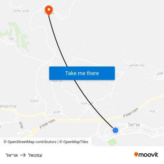 אריאל to עמנואל map