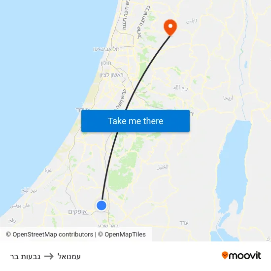 גבעות בר to עמנואל map