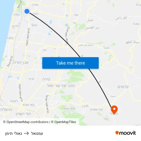 גאולי תימן to עמנואל map