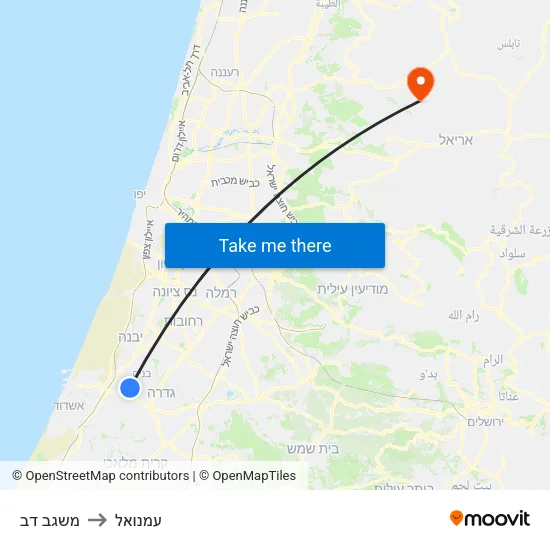 משגב דב to עמנואל map