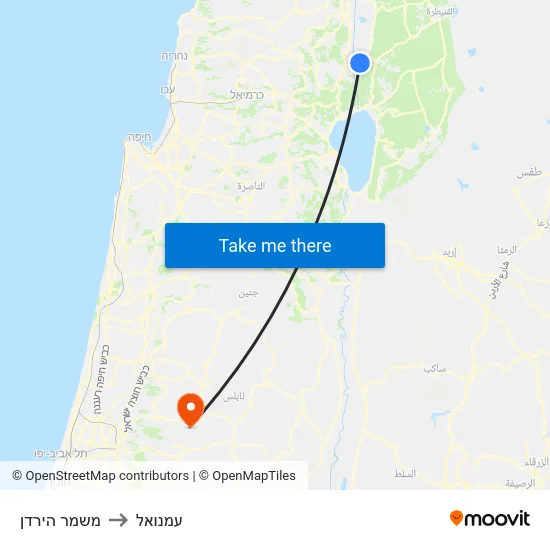 משמר הירדן to עמנואל map