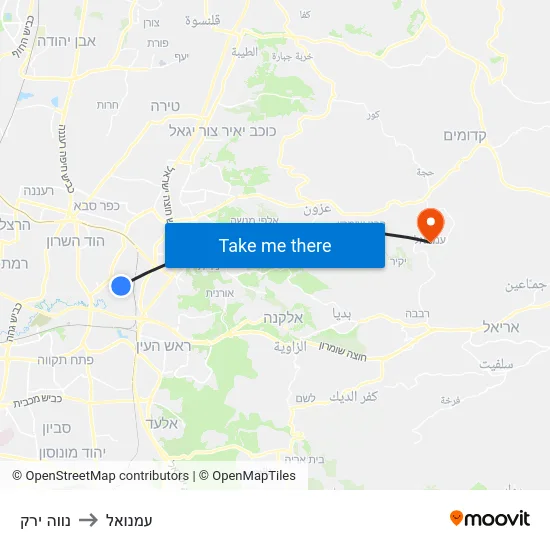 נווה ירק to עמנואל map