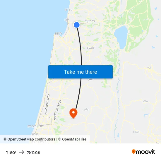 יסעור to עמנואל map