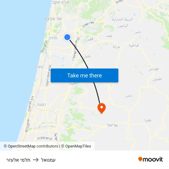 תלמי אלעזר to עמנואל map