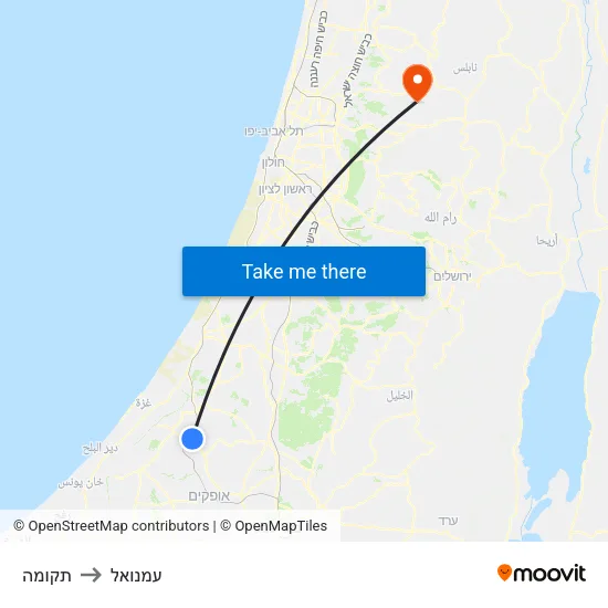 תקומה to עמנואל map