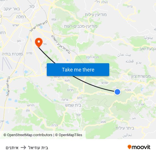 איתנים to בית עוזיאל map