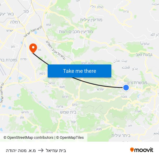 מ.א. מטה יהודה to בית עוזיאל map