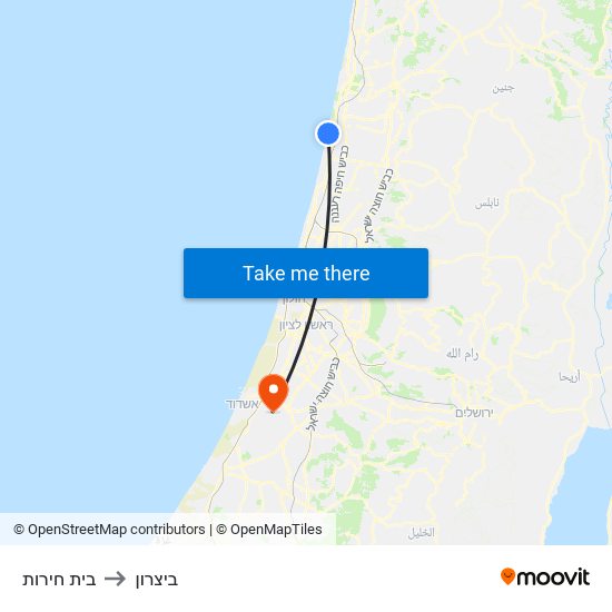 בית חירות to ביצרון map