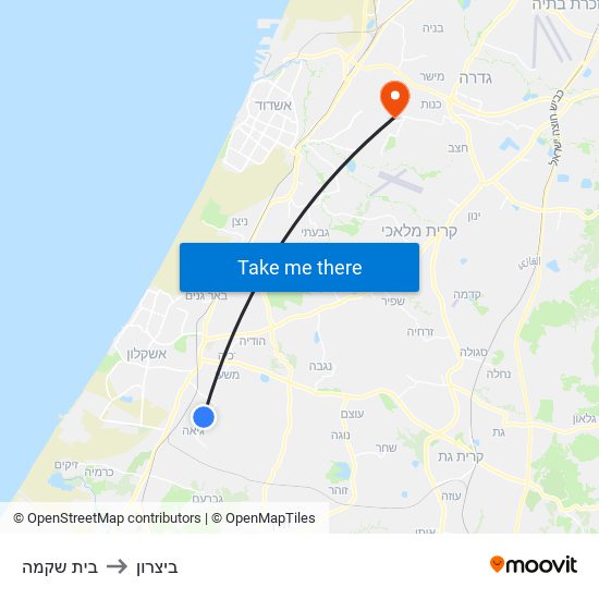 בית שקמה to ביצרון map