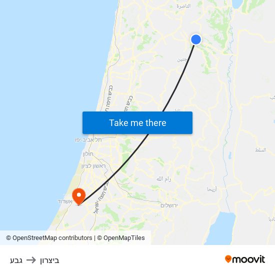 גבע to ביצרון map