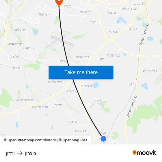 ורדון to ביצרון map