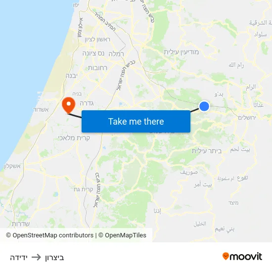 ידידה to ביצרון map
