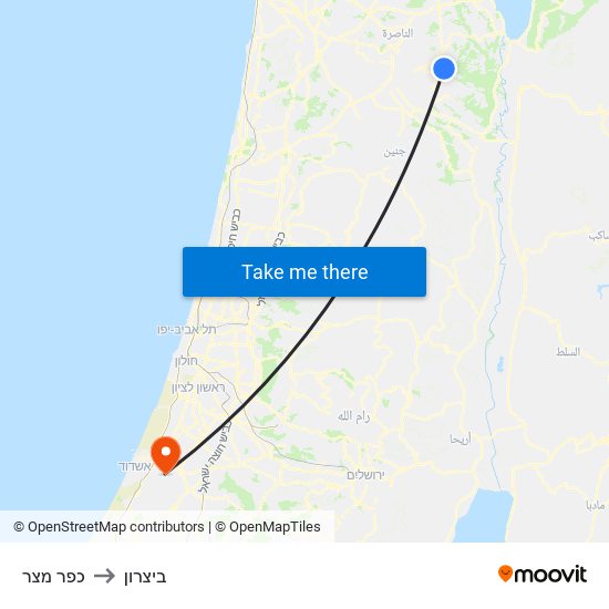 כפר מצר to ביצרון map