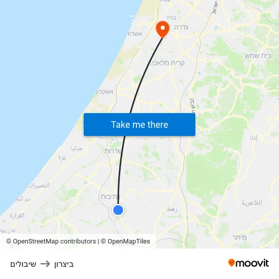 שיבולים to ביצרון map