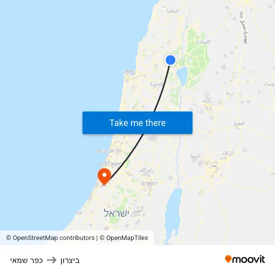 כפר שמאי to ביצרון map