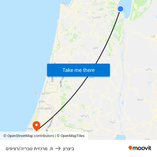 ת. מרכזית טבריה/רציפים to ביצרון map