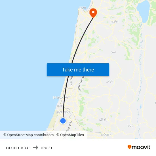 רכבת רחובות to רכסים map