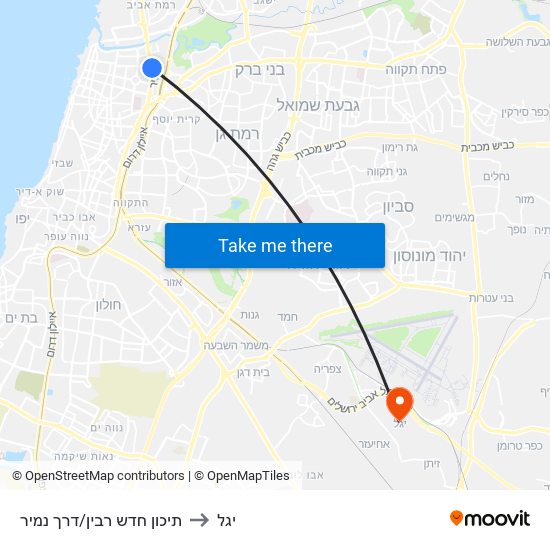 תיכון חדש רבין/דרך נמיר to יגל map