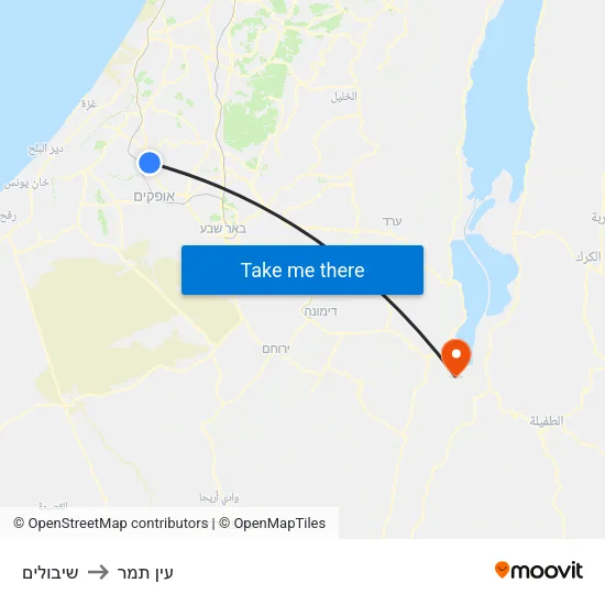 שיבולים to עין תמר map