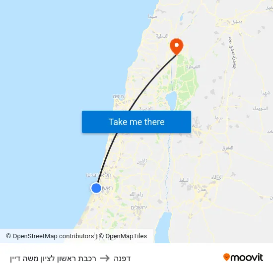 רכבת ראשון לציון משה דיין to דפנה map