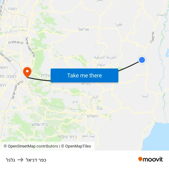 גלגל to כפר דניאל map