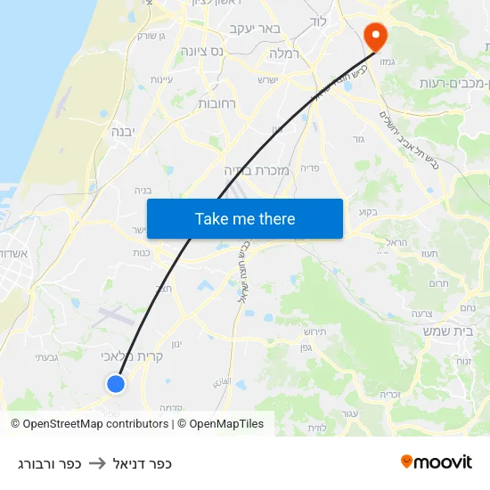 כפר ורבורג to כפר דניאל map