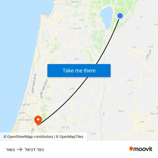 גשור to כפר דניאל map