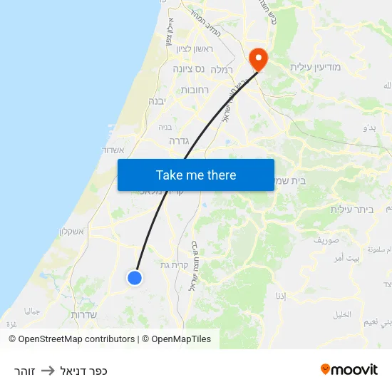 זוהר to כפר דניאל map