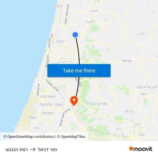 רמת הכובש to כפר דניאל map