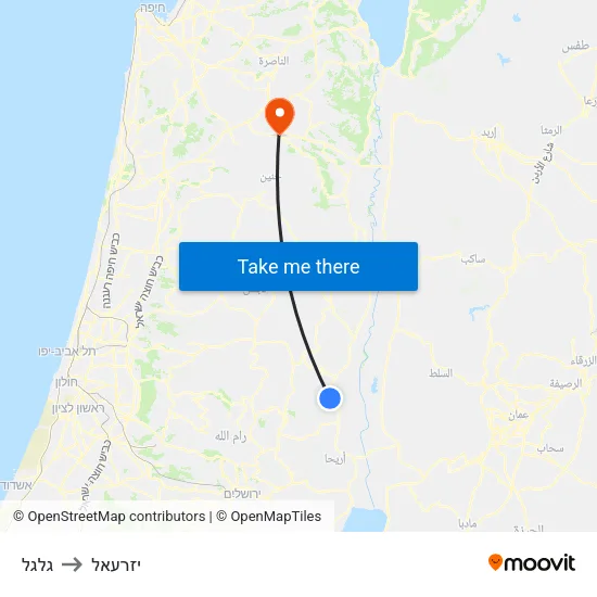 גלגל to יזרעאל map