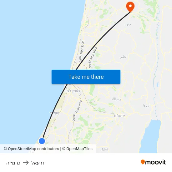 כרמייה to יזרעאל map
