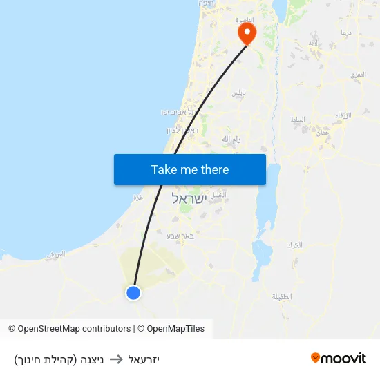 ניצנה (קהילת חינוך) to יזרעאל map