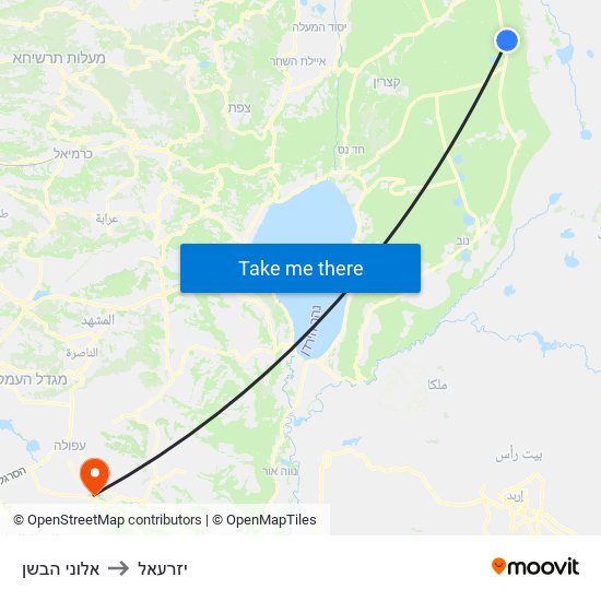 אלוני הבשן to יזרעאל map