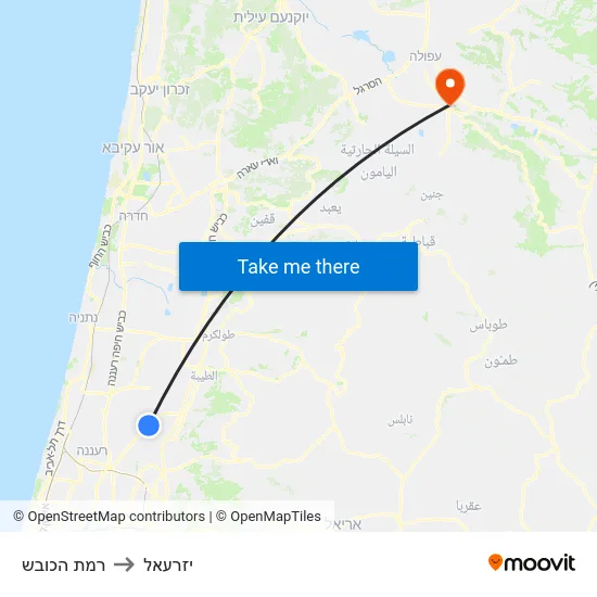 רמת הכובש to יזרעאל map