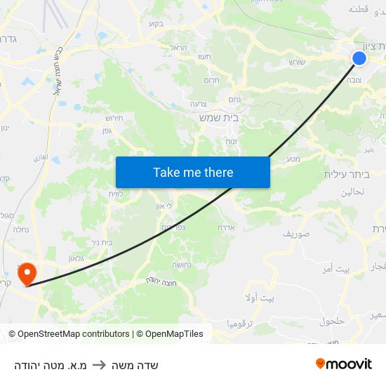 מ.א. מטה יהודה to שדה משה map