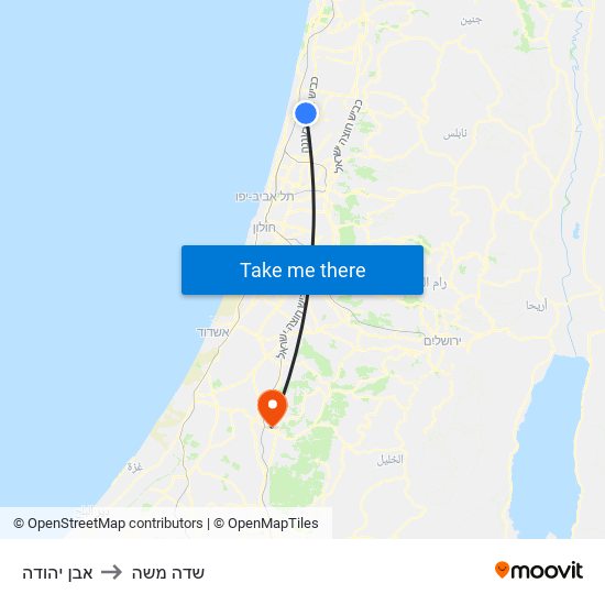 אבן יהודה to שדה משה map