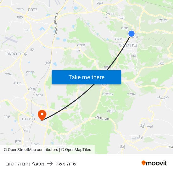 מפעלי נחם הר טוב to שדה משה map