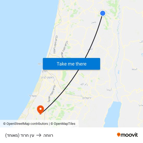 עין חרוד (מאוחד) to רווחה map