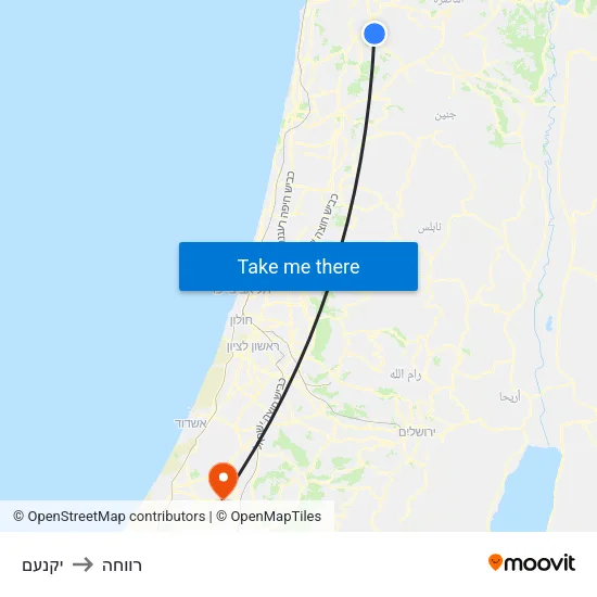 יקנעם to רווחה map