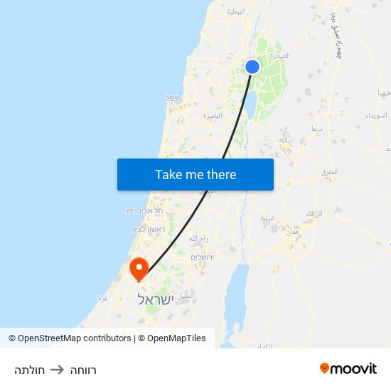 חולתה to רווחה map